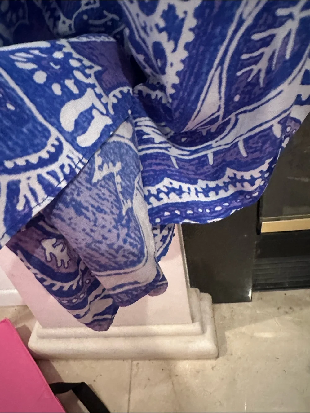 Camilla Blue Paisley kaftan 100% silk with Swarovski beads. Celebrity worn